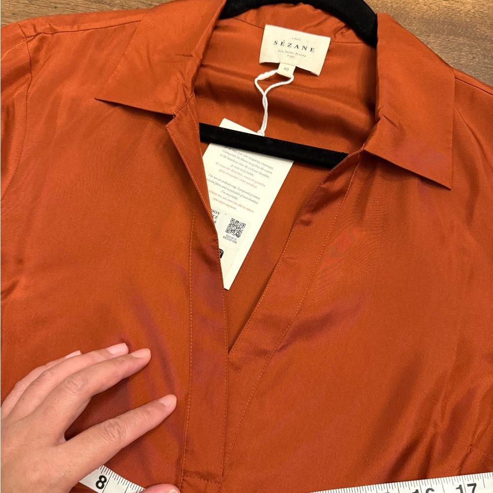 Sezane Addison Blouse Dark Terracotta - Picture 5 of 6